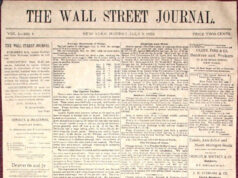 20 Fun Facts About The Wall Street Journal (WSJ) Front page of the first issue of The Wall Street Journal on July 8, 1889